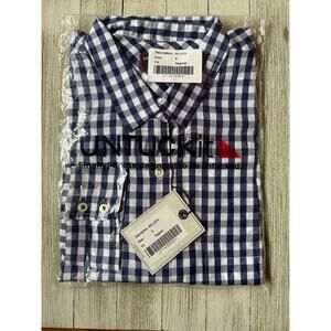 WOMEN'S UNTUCK IT LONG SLEEVE BLUE GINGAM CHECKED BLOUSE SIZE 8 NEW WITH TAGS